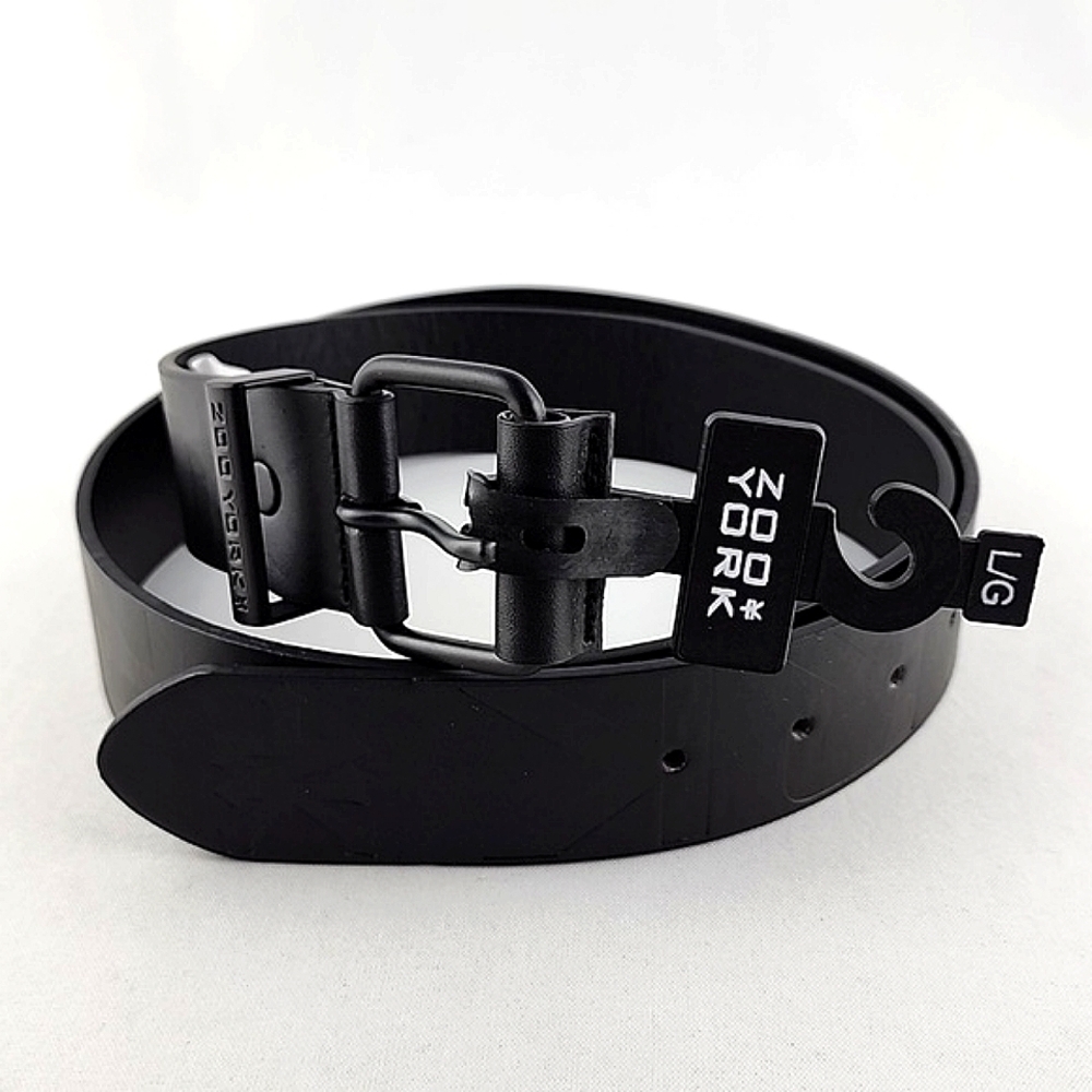 Zoo York Men's Black Faux Leather Adjustable Belt Black Metal Buckle Size Large